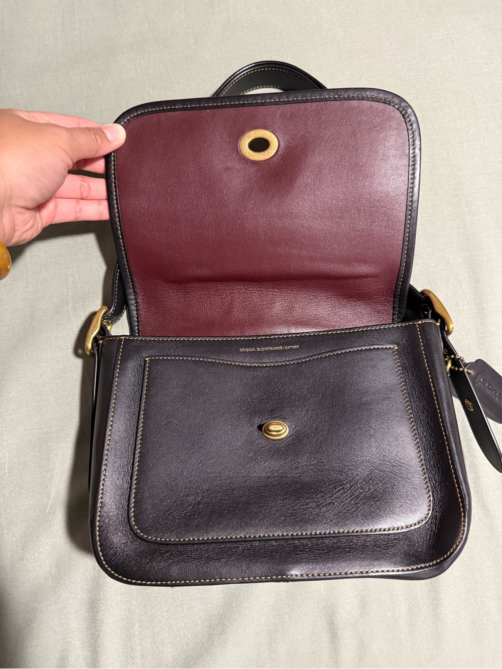 Coach Dark Brown Leather Turnlock Crossbody - Picture 4 of 9